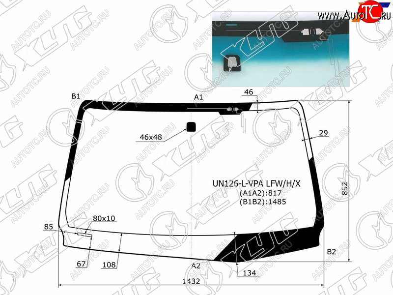 5 789 р. Стекло лобовое (Антенна Место под антенну) XYG  Toyota Fortuner  AN160 - Hilux  AN120  с доставкой в г. Воронеж