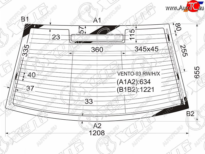 5 699 р. Стекло заднее (Цвет зеленый Обогрев Антенна) Volkswagen Jetta 91-98  Vento 92-95 XYG VENTO-93 RW/H/X  с доставкой в г. Воронеж