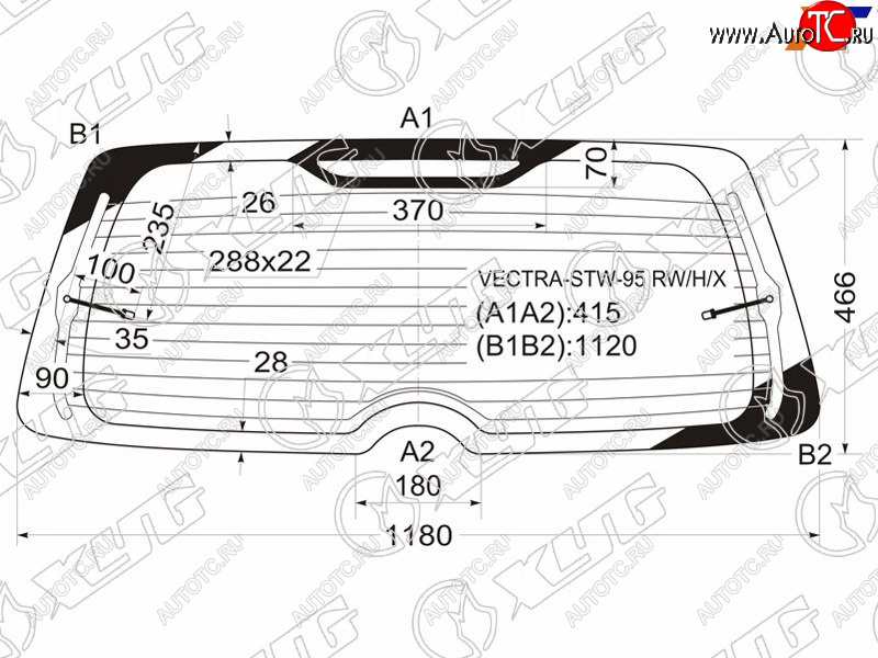 11 699 р. Стекло заднее (Цвет зеленый Обогрев 5D WGN) Opel Vectra 95-03 XYG VECTRA-STW-95 RW/H/X  с доставкой в г. Воронеж