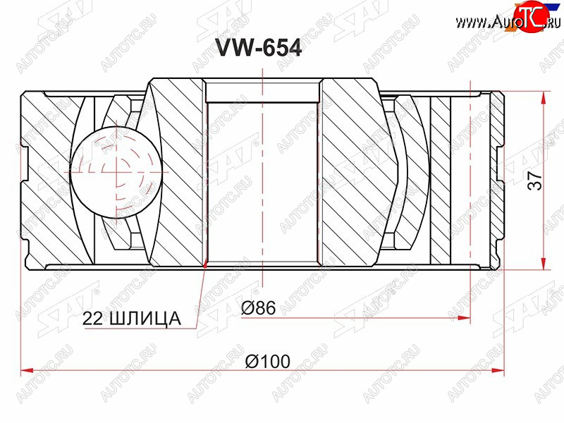 2 059 р. Шрус карданного вала CHEVROLET CAPTIVA C100DAEWOO WINSTORMOPEL ANTARA 06- SAT VW-654  с доставкой в г. Воронеж