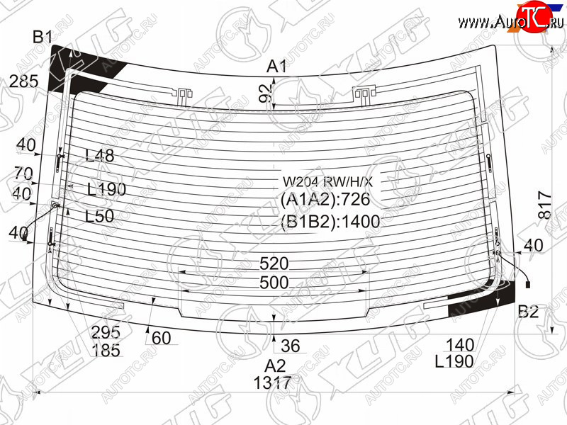 9 749 р. Стекло заднее (Цвет зеленый Обогрев Антенна) Mercedes-Benz C-Class 07-15 XYG W204 RW/H/X  с доставкой в г. Воронеж