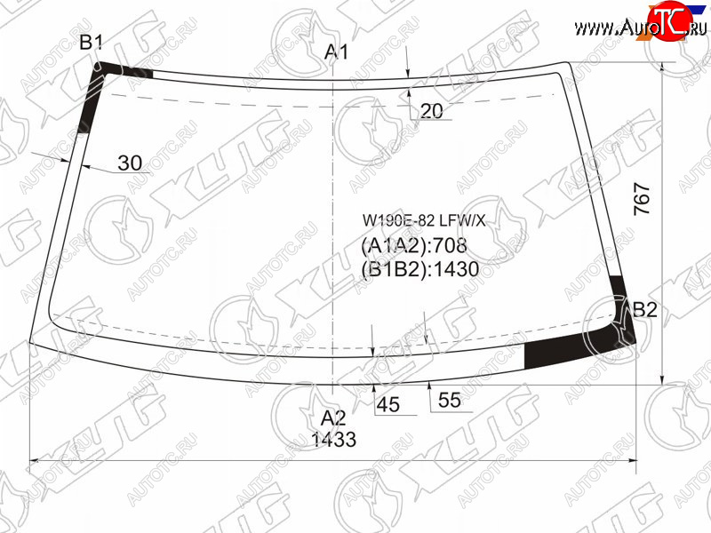 5 999 р. Стекло лобовое MERCEDES-BENZ 190 W201 82-84                                                          XYG W190E-82 LFW/X  с доставкой в г. Воронеж