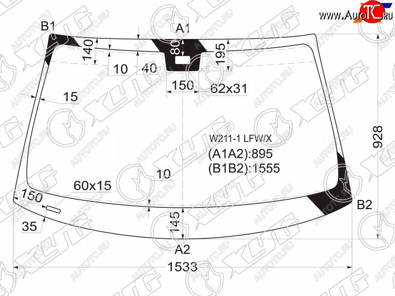 8 999 р. Стекло лобовое (Датчик дождя Панорамная крыша 4D SED5D WGN) Mercedes-Benz E-Class 02-09 XYG W211-1 LFW/X  с доставкой в г. Воронеж