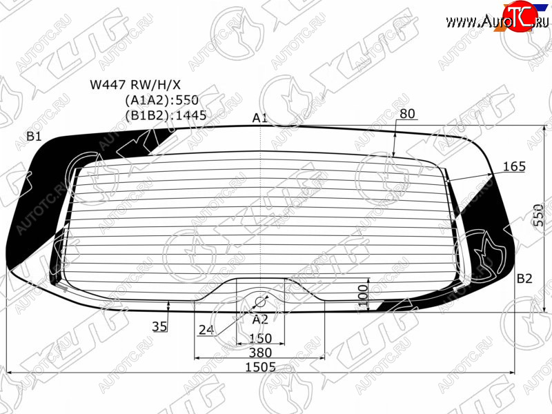 10 849 р. Стекло заднее (Цвет зеленый Обогрев) Mercedes-Benz V-Class 14-  Vito 14-20 XYG W447 RW/H/X  с доставкой в г. Воронеж