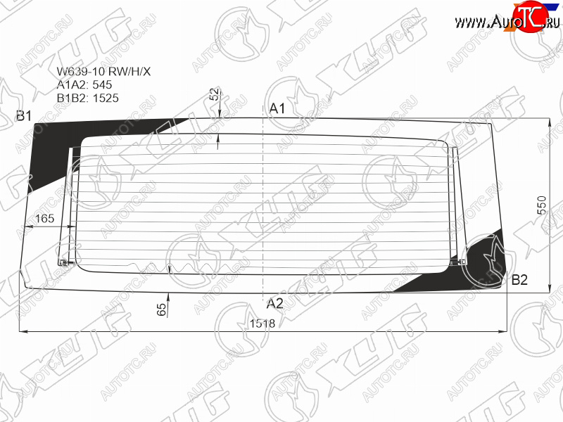 9 749 р. Стекло заднее (Цвет зеленый Обогрев) Mercedes-Benz Viano 10-14  Vito 10-14 XYG W639-10 RW/H/X  с доставкой в г. Воронеж