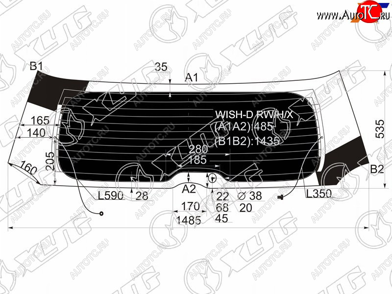 9 749 р. Стекло заднее (Затемненное Обогрев) Toyota Wish 03-09 XYG WISH-D RW/H/X  с доставкой в г. Воронеж