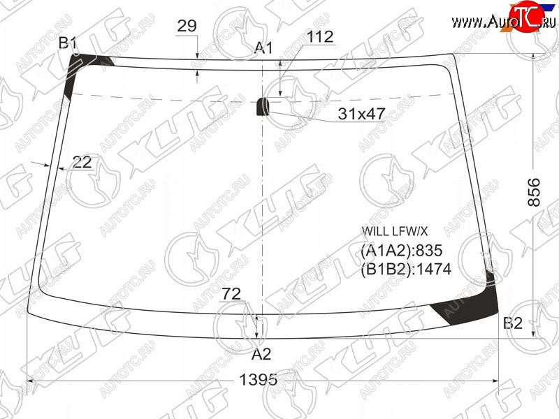 8 649 р. Стекло лобовое TOYOTA WILL VS 01-04 XYG WILL LFW/X  с доставкой в г. Воронеж