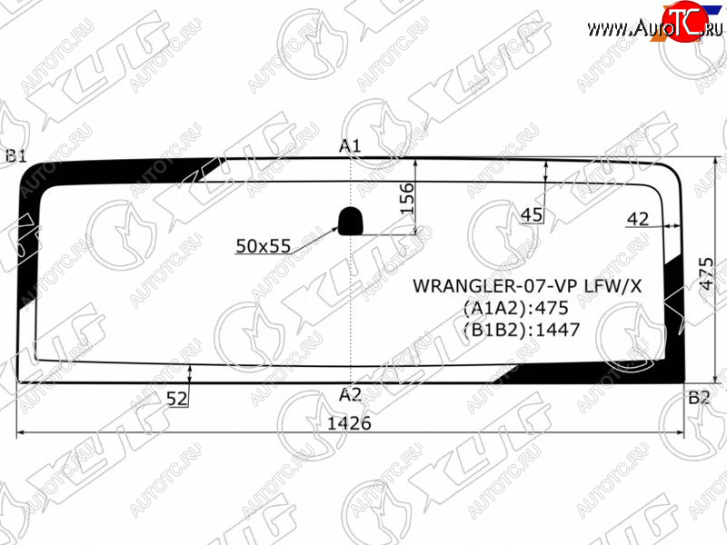 3 399 р. Стекло лобовое Jeep Wrangler 06-18 XYG WRANGLER-07-VP LFW/X  с доставкой в г. Воронеж