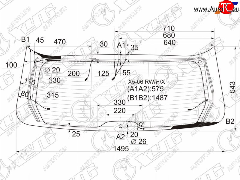 12 299 р. Стекло заднее (Цвет зеленый Обогрев Антенна) BMW X5 06-13 XYG X5-06 RW/H/X  с доставкой в г. Воронеж