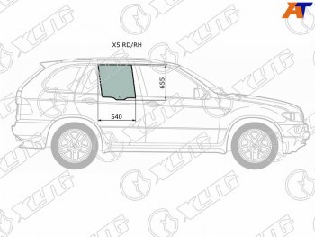 1 799 р. Стекло боковое опускное (Сзади Справа Цвет зеленый) BMW X5 99-06 XYG X5 RD/RH  с доставкой в г. Воронеж. Увеличить фотографию 1
