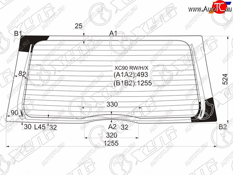 11 749 р. Стекло заднее (Цвет зеленый Обогрев) Volvo XC90 02-14 XYG XC90 RW/H/X  с доставкой в г. Воронеж