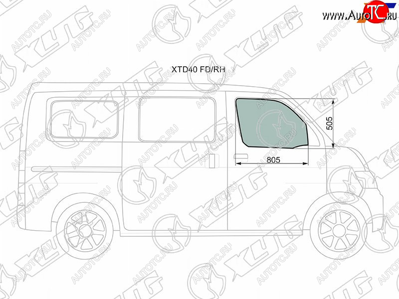 929 р. Стекло боковое опускное (Спереди Справа Цвет зеленый) Daihatsu Grand Max 07-19  Toyota Lite Ace 0 XYG XTD40 FD/RH  с доставкой в г. Воронеж