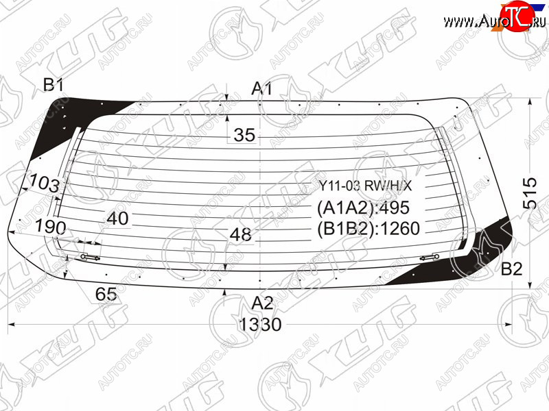 7 499 р. Стекло заднее (Цвет зеленый Обогрев) Nissan AD 02-08  Wingroad 01-05  Mazda Familia 98-08 XYG Y11-03 RW/H/X  с доставкой в г. Воронеж