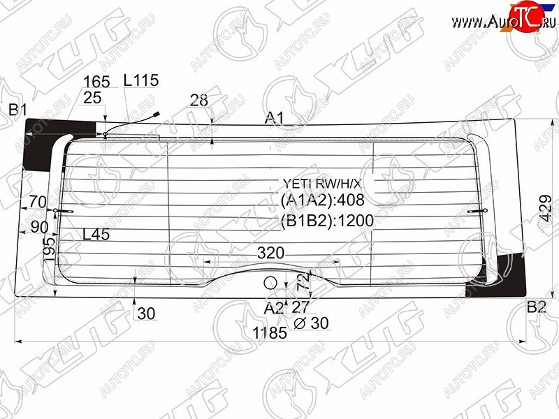 6 949 р. Стекло заднее (Цвет зеленый Обогрев Антенна) Skoda Yeti 09-18 XYG YETI RW/H/X  с доставкой в г. Воронеж