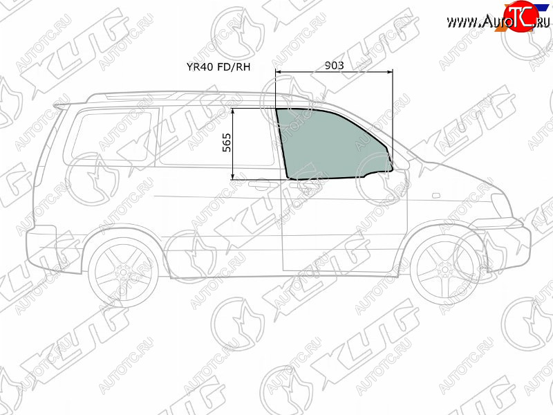 2 899 р. Стекло боковое опускное (Спереди Справа Цвет зеленый) Toyota Lite Ace 96-07  Lite Ace Noah 96-01 XYG YR40 FD/RH  с доставкой в г. Воронеж