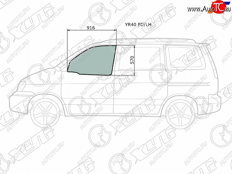 2 899 р. Стекло боковое опускное (Спереди Слева Цвет зеленый) Toyota Lite Ace 96-07  Lite Ace Noah 96-01  XYG YR40 FD/LH  с доставкой в г. Воронеж