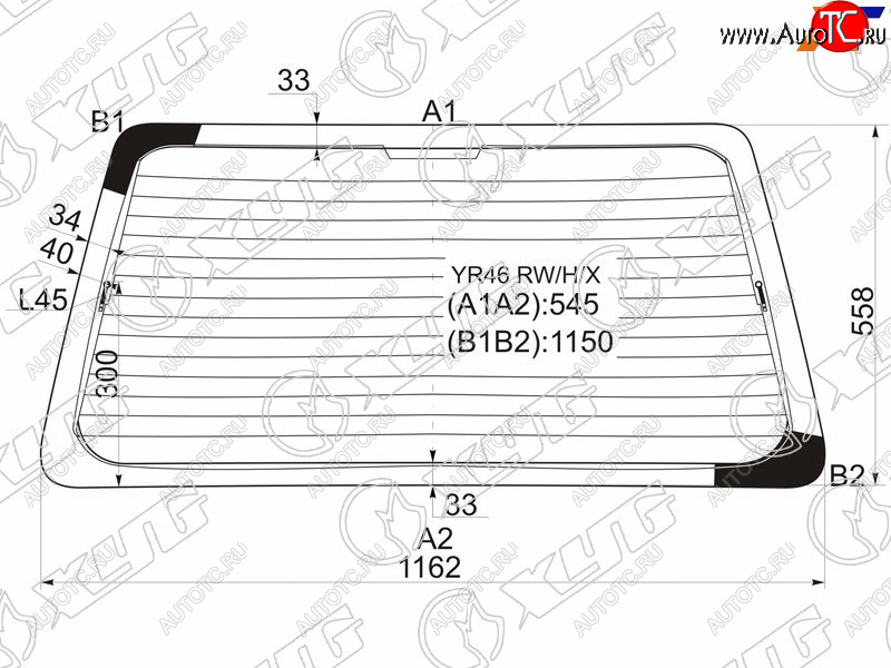 8 799 р. Стекло заднее (Цвет зеленый Обогрев) Toyota Lite Ace 96-07  Lite Ace Noah 96-01  Town Ace 96-08  XYG YR46 RW/H/X  с доставкой в г. Воронеж