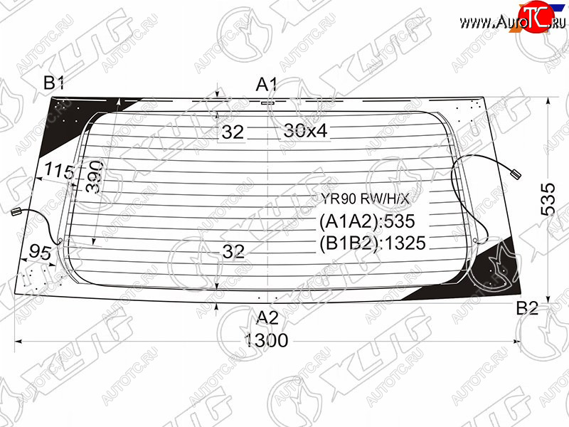 8 799 р. Стекло заднее (Цвет зеленый Обогрев) Toyota Noah 07-13  Voxy 07-13 XYG YR90 RW/H/X  с доставкой в г. Воронеж