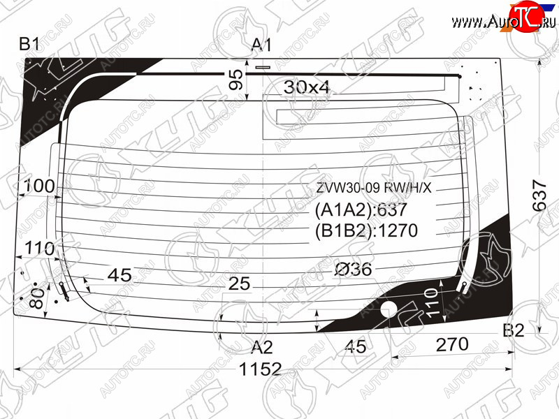 8 799 р. Стекло заднее (Цвет зеленый Обогрев) Toyota Prius (ZVW30) 09-16  Prius PHV 12-16 XYG ZVW30-09 RW/H/X  с доставкой в г. Воронеж