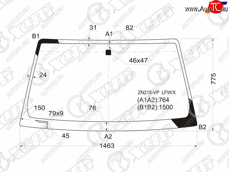 4 999 р. Стекло лобовое Toyota Hilux Pick Up 04-15  4Runner 02-09  Fortuner 04-15  Hilux Surf 02-09 XYG ZN215-VP LFW/X  с доставкой в г. Воронеж