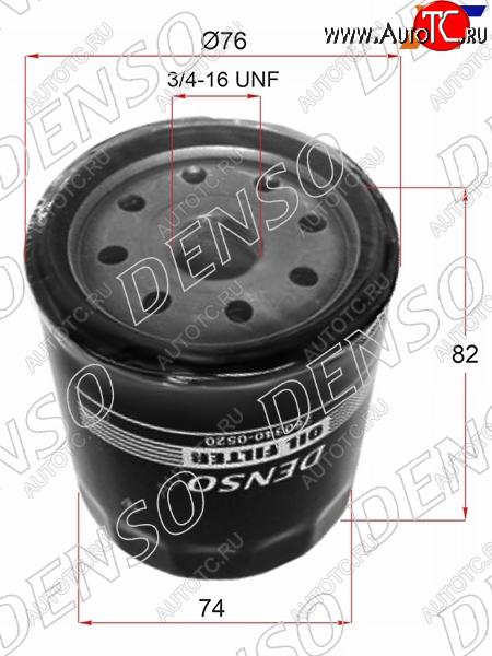 459 р. Фильтр масляный TOYOTA 1GFE,#JZ#,1,2MZFE 92- DENSO 260340-0520  с доставкой в г. Воронеж