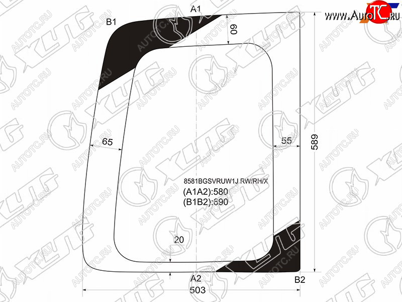 6 899 р. Стекло заднее (Цвет зеленый) Volkswagen Caddy 03-20 XYG 8581BGSVRUW1J RW/RH/X  с доставкой в г. Воронеж