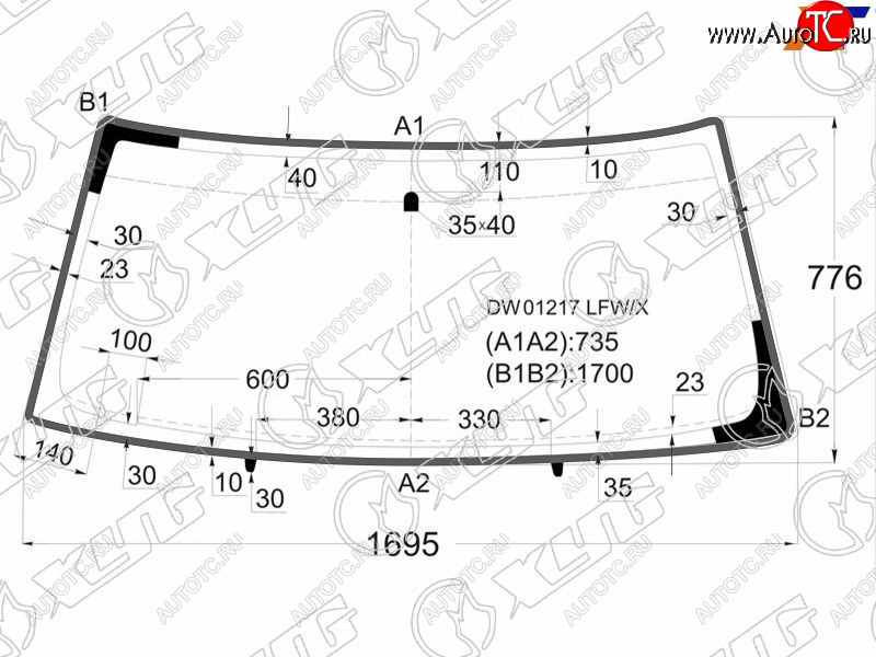 8 449 р. Стекло лобовое (Молдинг) Chevrolet Tahoe 95-07  Cadillac Escalade 99-06  Chevrolet Avalanche 03-06 XYG DW01217 LFW/X  с доставкой в г. Воронеж