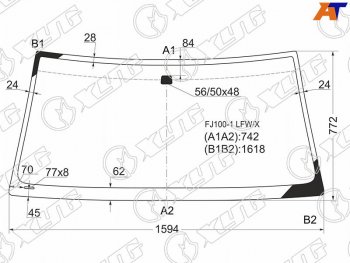 5 299 р. Стекло лобовое Toyota Land Cruiser (J100) 98-07  Lexus LX 98-07  Toyota Land Cruiser Cygnus 98-07 XYG FJ100-1 LFW/X  с доставкой в г. Воронеж. Увеличить фотографию 1