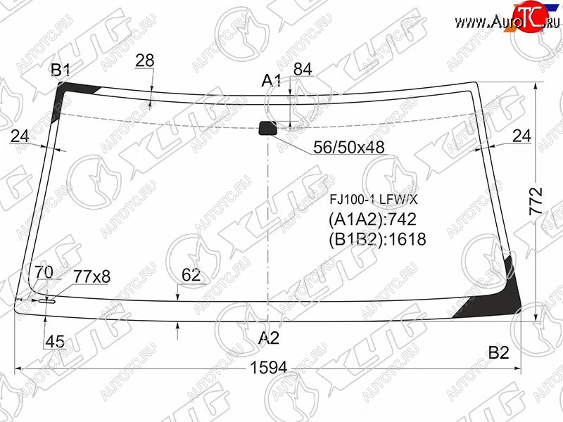 5 299 р. Стекло лобовое Toyota Land Cruiser (J100) 98-07  Lexus LX 98-07  Toyota Land Cruiser Cygnus 98-07 XYG FJ100-1 LFW/X  с доставкой в г. Воронеж