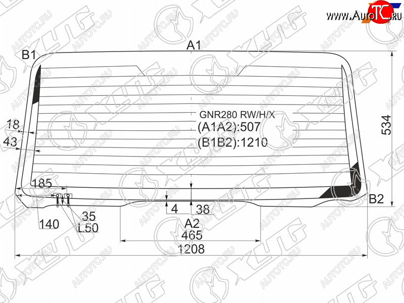 8 449 р. Стекло заднее (Цвет зеленый Обогрев) Toyota 4Runner 09-24 XYG GNR280 RW/H/X  с доставкой в г. Воронеж