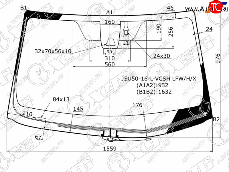 10 999 р. Стекло лобовое (Обогрев щеток Камера Датчик дождя) Toyota Highlander 16-20 XYG JSU50-16-L-VCSH LFW/H/X  с доставкой в г. Воронеж