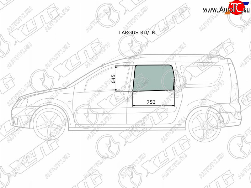 2 349 р. Стекло боковое опускное (Сзади Слева Цвет зеленый) Dacia Logan 04-08  Logan Mcv 08-12  LADA Larg XYG LARGUS RD/LH  с доставкой в г. Воронеж