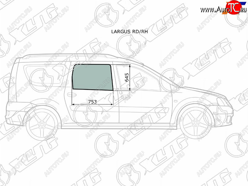 2 349 р. Стекло боковое опускное (Сзади Справа Цвет зеленый) Dacia Logan 04-08  Logan Mcv 08-12  LADA Lar XYG LARGUS RD/RH  с доставкой в г. Воронеж