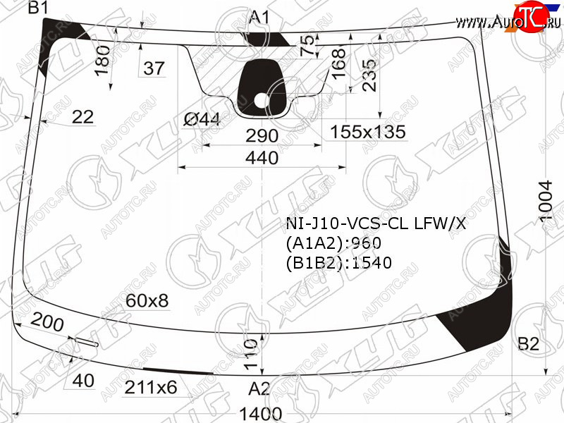 6 299 р. Стекло лобовое (Датчик дождя) Nissan Qashqai 06-13  Dualis 07-14  Qashqai+2 08-14 XYG NI-J10-VCS-CL LFW/X  с доставкой в г. Воронеж