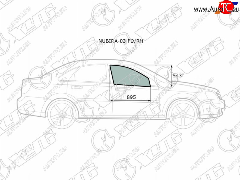 2 399 р. Стекло боковое опускное (Спереди Справа Цвет зеленый) Chevrolet Lacetti 04-13  Daewoo Lacetti 04- XYG NUBIRA-03 FD/RH  с доставкой в г. Воронеж