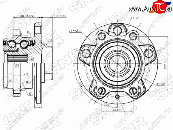 13 999 р. Ступичный узел передзад 4WD AUDI Q3SKODA YETIVW PASSATTIGUAN SNR R15456  с доставкой в г. Воронеж