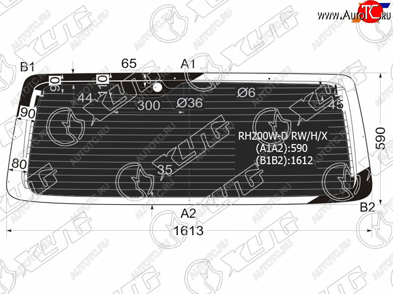 10 399 р. Стекло заднее (Затемненное Обогрев) Toyota Hiace 04-20 XYG RH200W-D RW/H/X  с доставкой в г. Воронеж