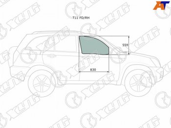 2 599 р. Стекло боковое опускное (Спереди Справа Цвет зеленый) Chery Tiggo T11 05-16  Vortex Tingo 10-14 XYG T11 FD/RH  с доставкой в г. Воронеж. Увеличить фотографию 3