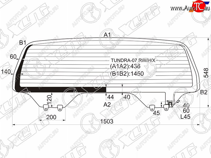 9 599 р. Стекло заднее (Цвет зеленый Обогрев) Toyota Tundra 06-22 XYG TUNDRA-07 RW/H/X  с доставкой в г. Воронеж