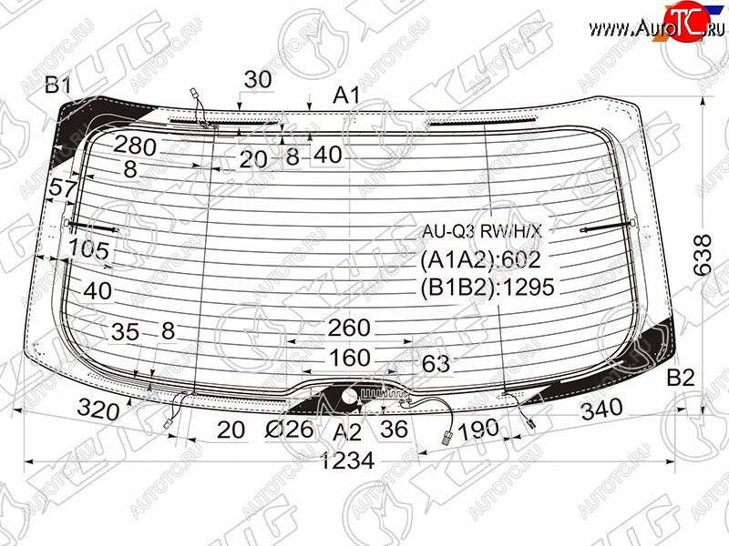 11 449 р. Стекло заднее (Цвет зеленый Обогрев Антенна) Audi Q3 11-19 XYG AU-Q3 RW/H/X  с доставкой в г. Воронеж