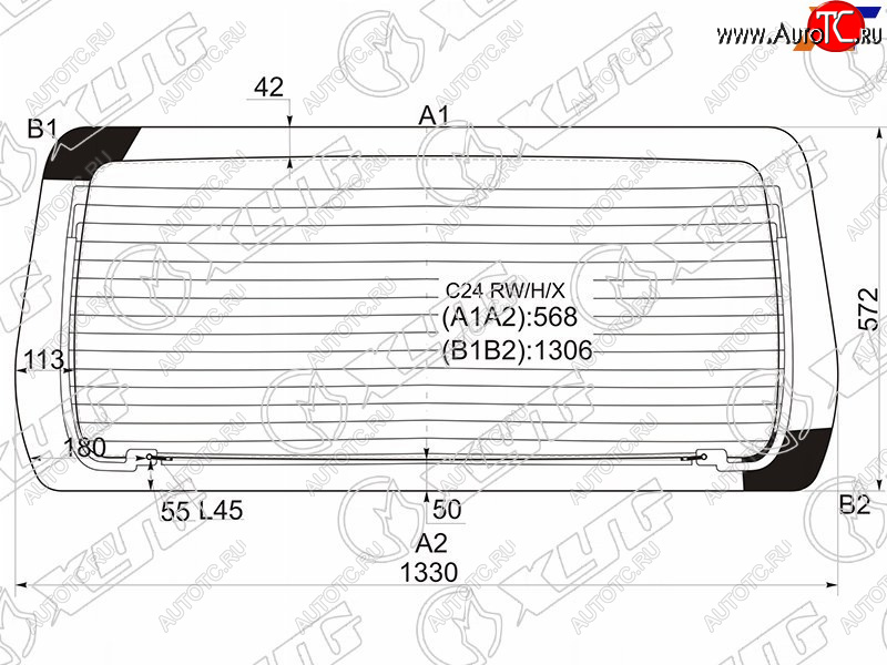 8 499 р. Стекло заднее (Цвет зеленый Обогрев) Nissan Serena 99-05 XYG C24 RW/H/X  с доставкой в г. Воронеж