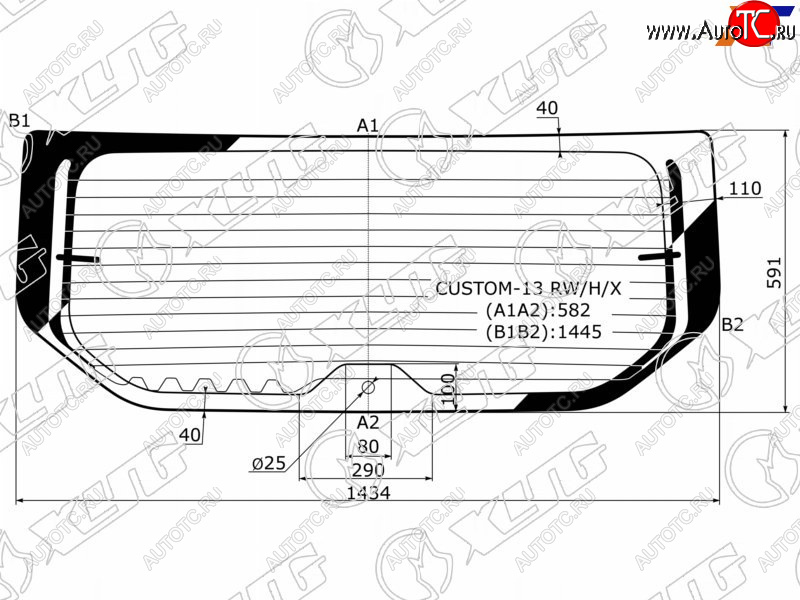 11 899 р. Стекло заднее (Цвет зеленый Обогрев) Ford Transit Custom 13-19 XYG CUSTOM-13 RW/H/X  с доставкой в г. Воронеж