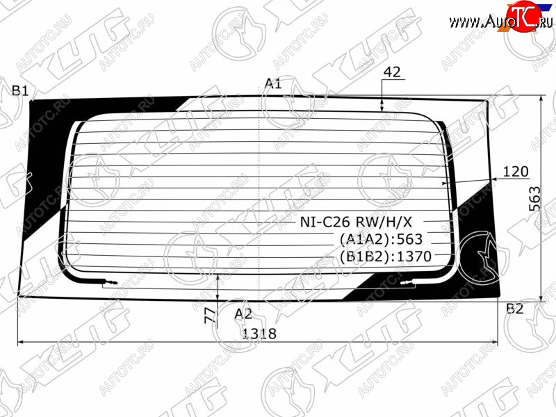 7 999 р. Стекло заднее (Цвет зеленый Обогрев) Nissan Serena 10-16 XYG NI-C26 RW/H/X  с доставкой в г. Воронеж
