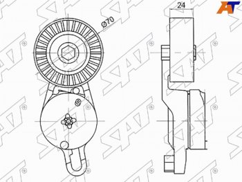 1 599 р. Натяжитель приводного ремня TOYOTA CAMRYRAV4 2.5 11-LEXUS ES 2.5 11-RX 2.7 08- SAT ST-16620-36010  с доставкой в г. Воронеж. Увеличить фотографию 1