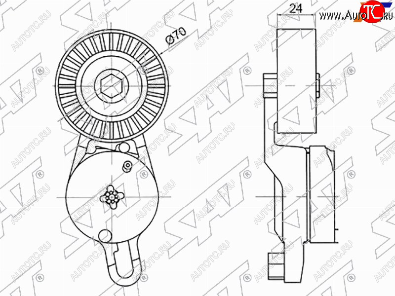1 599 р. Натяжитель приводного ремня TOYOTA CAMRYRAV4 2.5 11-LEXUS ES 2.5 11-RX 2.7 08- SAT ST-16620-36010  с доставкой в г. Воронеж