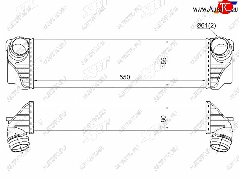 9 949 р. Интеркулер BMW 5-SERIES F10 09- SAT ST-17517805629  с доставкой в г. Воронеж