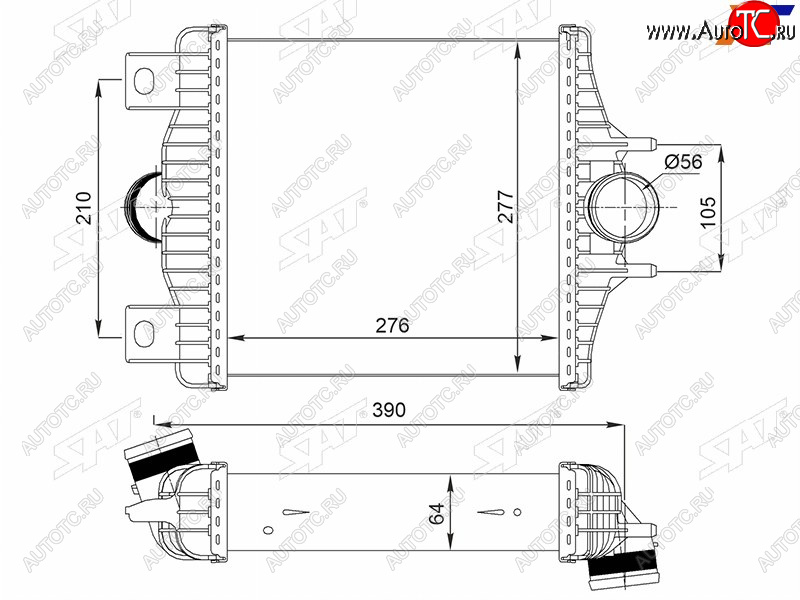 10 249 р. Интеркулер LAND ROVER RANGE ROVER 12-RANGE ROVER SPORT 13- SAT ST-211-0006  с доставкой в г. Воронеж