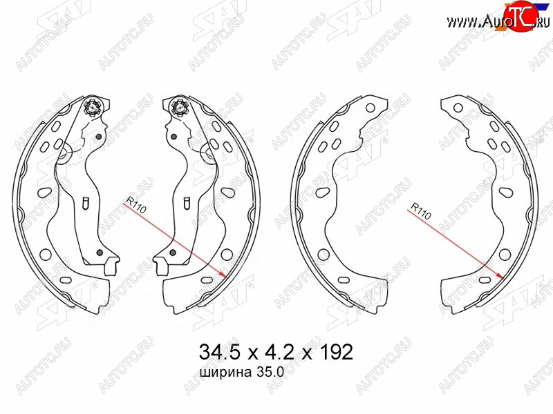 1 759 р. Колодки тормозные барабанные задние RH-LH SAT Suzuki SX4 GYC21S дорестайлинг седан (2006-2012)  с доставкой в г. Воронеж