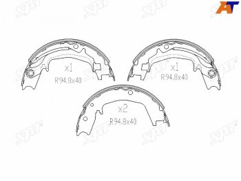 Колодки барабанные задние RH-LH SAT Hyundai Sonata EF рестайлинг ТагАЗ (2001-2013)