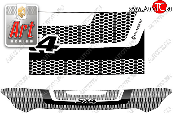 2 159 р. Дефлектор капот CA-Plastic  Suzuki SX4  JYB, JYA (2013-2016) хэтчбэк дорестайлинг (серия ART белая)  с доставкой в г. Воронеж